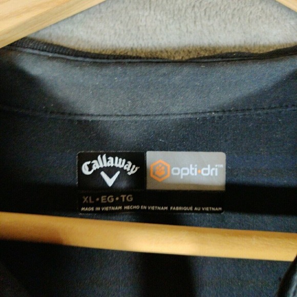 Callaway Shirt Mens XL Black Striped Polo Short Sleeve Opti-Dri Golf - Picture 2 of 7